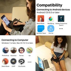 Tablette à stylet numérique Huion <span class=keywords><strong>HS64</strong></span> de petite taille, 8192 niveaux de pression, dessin numérique, stylo d'animation pas cher - Product Image 6