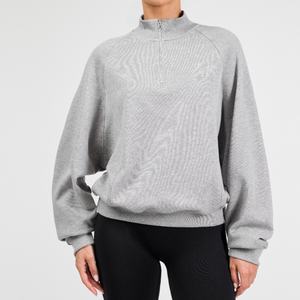 Nueva Llegada, MOQ Bajo, Sudadera de Algodón 100% para Mujer, Cómoda, para Bajar de Peso, con Hombros Caídos y Media Cremallera - Product Image 6