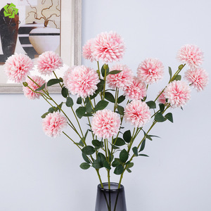 Fleurs artificielles de chrysanthème Ping Pong à 6 têtes en soie plastique, haute simulation, pour décoration de mariage et de maison - Product Image 1