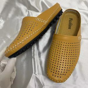 Mules pour homme en cuir de vache véritable, style mocassin à talon ouvert, pour l'extérieur, très demandées - Product Image 5