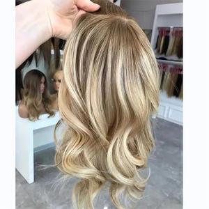 100% Europees mensenhaar topper, natuurlijke golf, ombre <span class=keywords><strong>blonde</strong></span> balayage, Joods koosjer topper, zijden basis toupet voor vrouwen - Product Image 1