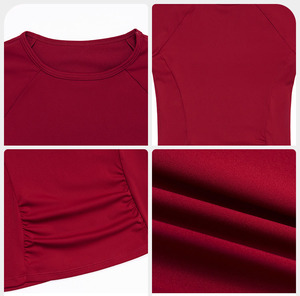 RUIQUWIN-Top de Yoga de cuello redondo personalizado para mujer, camisetas deportivas ajustadas de secado rápido, ropa deportiva de alta elasticidad para correr, OEM - Product Image 4