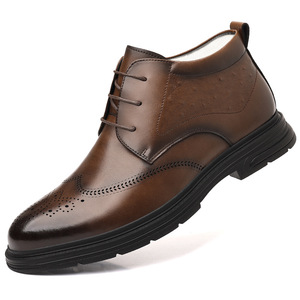 Botas Martin para Hombre, de Invierno, de Cuero, con Cordones, Punta Redonda, Suela de Goma Antideslizante, Forro de Felpa, Zapatos Casuales de Negocios - Product Image 5