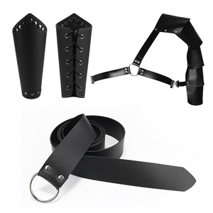 En stock en EE. UU. Armadura de hombro de cuero sintético estilo medieval, conjunto de disfraz de caballero con protectores de brazo para fiesta de Halloween - Product Image 2