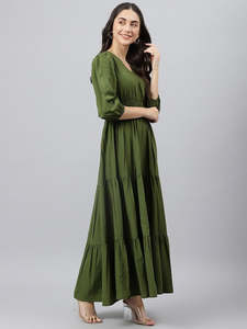 Women's Solid A-Line Maxi <b>Dress</b> for Woman Festive Fancy Casual Trending Stylish Long One Piece <b>Dresses</b> Women Western <b>Dress</b> - Product Image 4