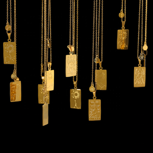 Collar de acero inoxidable con diseño de Tarot para mujer, colgante de doble cara, dorado, impermeable, cuadrado, 12 horóscopo, signo del zodiaco - Product Image 3