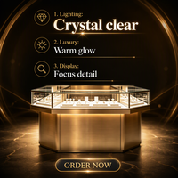 Vitrine de présentation de bijoux en verre avec éclairage LED pour centre commercial, supermarché, exposition, magasin