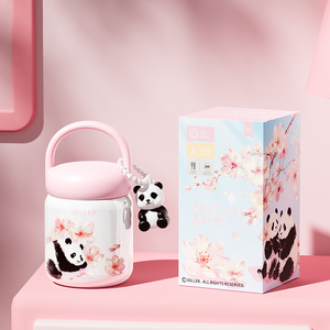 DILLER Bottiglia Termica Isolante da 200ml, Design Ciliegio e Panda, in Acciaio Inox SUS316, Mini Tumbler Termico con Manico - Product Image 5