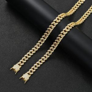 Chaîne cubaine en laiton plaqué or 14 carats avec micro-pavé de zircone cubique, bijoux de mode hip-hop - Product Image 1