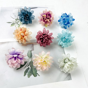 Cabeza de flor de crisantemo artificial con pequeñas espinas, 4.5 cm de diámetro, flor de seda para sombrero, pinza para el cabello, decoración de bodas - Product Image 2
