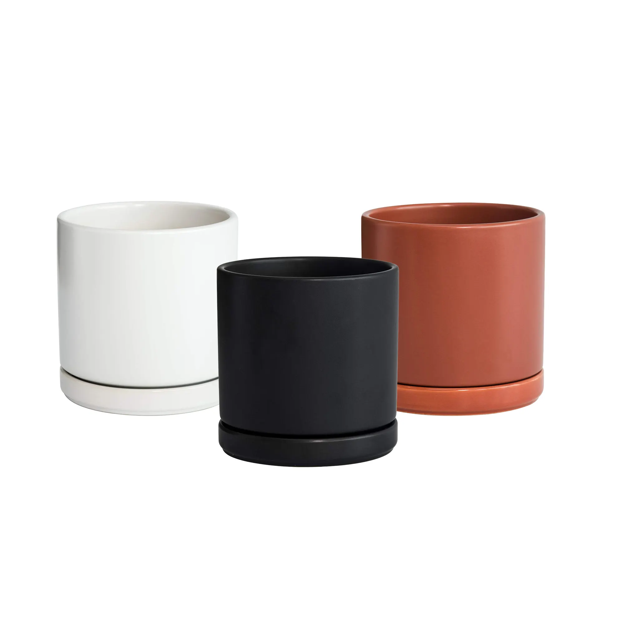 Pot Keramik Bunga Sukulen Nordik Modern, Ukuran Besar Putih Kustom dengan Piring untuk Dijual