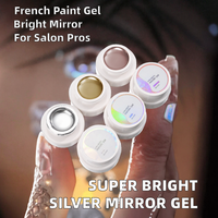 Gel de peinture métallique super brillant 5ml pour nail art, effet miroir, or rose et argent, liner pour dessin de lignes, UV Soak Off