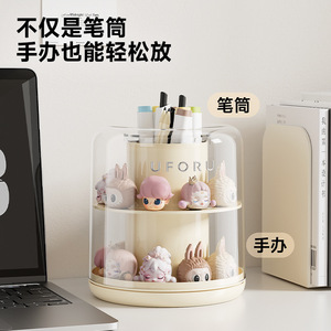 ที่ใส่ปากกาพลาสติกแบบหมุนได้พร้อมกล่องเก็บของแบบมีฝาปิดสำหรับจัดระเบียบโต๊ะสำหรับนักเรียน - Product Image 5