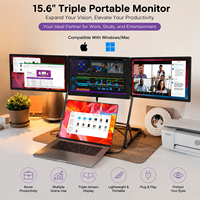 Monitor Portátil Triple de 15.6 Pulgadas, 1080P FHD IPS, Relación de Contraste de 1000:1, para Computadora Portátil y de Escritorio, Windows/Mac