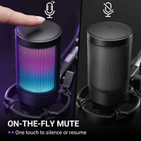 Microphone de jeu FIFINE A6V RGB, microphone à condensateur USB avec réglage rapide du gain et fonction de sourdine à une touche pour PC, streaming, podcasting, enregistrement