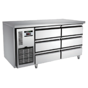 In acciaio inox ristorante piano di lavoro frigorifero <span class=keywords><strong>6</strong></span> <span class=keywords><strong>cassetti</strong></span> piano di insalata Bar modalità di raffreddamento ad aria con clima fresco - Product Image 2