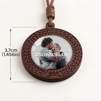 Collier en bois tressé circulaire personnalisable avec photo de couple pour déclaration d'amour et cadeau, pendentif vintage