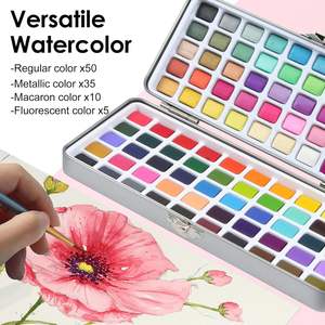XinyiArt pieghevole artisti professionisti viaggio solido acquerello Set di colori 100 arte pigmento torta <span class=keywords><strong>con</strong></span> pennello ad acqua matita - Product Image 4