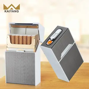 Cigarette Case With Lighter 2-In-1 Automatic Rechargeable Cigarette Case Cigarette Lighter Flameless Lighter Case