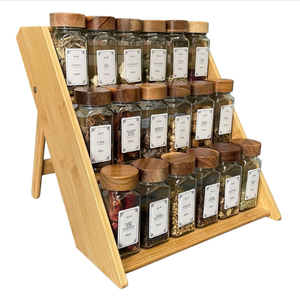 Étagère à épices <span class=keywords><strong>extensible</strong></span> à 3 niveaux en bambou, organisateur de tiroirs pour le rangement des herbes dans les armoires de cuisine - Product Image 1