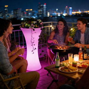 Grand <span class=keywords><strong>pot</strong></span> de fleurs <span class=keywords><strong>lumineux</strong></span> d'extérieur étanche RGB avec télécommande sans fil, idéal pour les événements internationaux, les hôtels, etc. - Product Image 4