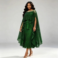Robe plissée Miyake scintillante avec broderie dorée, style cape, grande taille, pour femmes africaines, vente en gros directe d'usine
