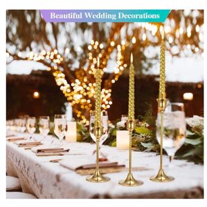 Ensemble de 6 bougeoirs coniques dorés, bougeoirs décoratifs pour la décoration de la maison, mariage, dîner, fête, anniversaire - Product Image 5