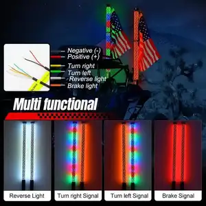 [재고 상품] 3ft 1.75 인치 오프로드 사용 ATV UTV LED RGB 방수 자동차 채찍 빛