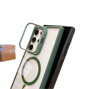 Étui de téléphone magnétique de luxe avec support d'appareil photo rabattable en métal, pare-chocs transparent en TPU, antichoc, anti-chute, compatible avec la charge <span class=keywords><strong>sans</strong></span> <span class=keywords><strong>fil</strong></span>, coque de téléphone mobile - Product Image 3