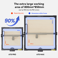 Graveur et découpeur laser 3D haute puissance 70W à diode pour A70 Max, pour pierre, bois, métal, acrylique, MDF, cristal, avec refroidissement par air