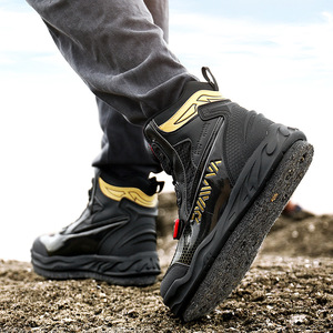 Fishing Shoes Men Waterproof Non Slip Mid Top Breathable Rock Climbing Sea Fishing With Rotating Buckle Black - Product Image 2
