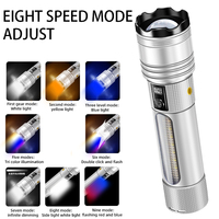 Lampe torche en aluminium de haute qualité avec lumière latérale intégrée, batterie 18650 intégrée, source de lumière laser blanche