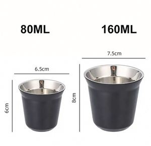 แก้วช็อตสแตนเลสขนาด 80 มล. 160 มล. น้ำหนักเบา แก้วเอสเพรสโซ่แบบมีฉนวน สำหรับแบกเป้และตั้งแคมป์ แก้วโลหะสกรีนโลโก้ได้ - Product Image 6