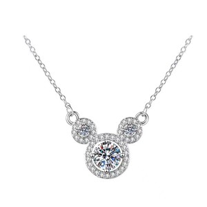 Collier de mode féminin en gros, pendentif en acier titane tête de Mickey, chaînes tendance avec zircon, motif animal pour jeunes femmes - Product Image 5