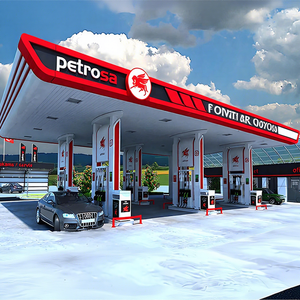 Structure métallique en acier pour auvent de station-service avec éclairage LED et pompe à carburant - Product Image 1