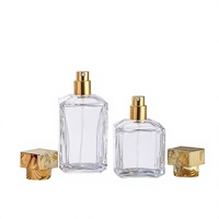 Bouteille en verre de parfum 50ml Crystal White Transparent Baïonnette Flat Press Pump Sprayer avec couvercle en bois et diffuseur de roseaux