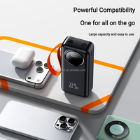 Nouvelle conception de batterie externe portable 30000 mAh, charge rapide PD 22,5 W, écran LED, sortie USB-C, batterie externe 30000 mAh avec câble intégré, lumière