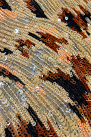 Tissu en maille tricotée à sequins et broderies à rayures léopard, imprimé animal pour robe de soirée pour filles