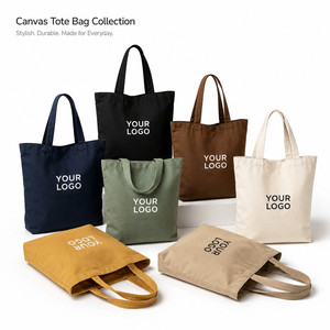 Custom Logo Heavy Duty <b>Canvas</b> Tote <b>Bag</b> Reusable Cotton Shopping <b>Bag</b> Multi Size Eco Friendly Market Handbag for Wholesale - Product Image 1