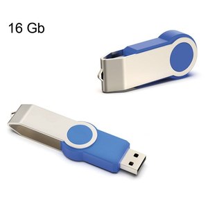 Clé USB pivotante 16 Go, design métallique bleu - Product Image 1