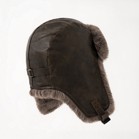 Chapeau d'hiver en fourrure synthétique PU pour homme, chapeau de pilote aviateur, chapeau de trappeur soviétique avec rabats pour les oreilles, bonnet de ski