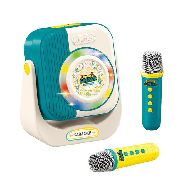 Karaoke Machine for Kids Adults Portable Bluetooth Mini Karaoke Microphone Singing Speaker with 2 Wireless Mic and Light