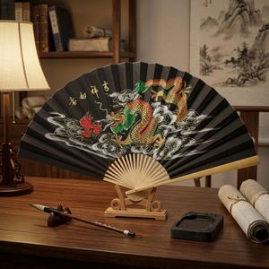 Éventail pliant en bambou naturel fait main de 90 cm, motif peint de personnage de film ou de série TV, idéal pour cadeau d'affaires ou décoration intérieure - Product Image 3