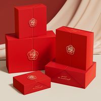 Boîte de présentation de luxe à double ouverture en carton rigide avec insert en velours/satin doux pour cosmétiques, soutiens-gorge, vêtements de nuit, coffrets cadeaux