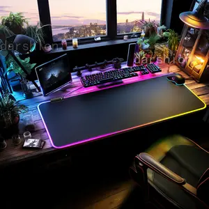 Mouse pad grande de borracha antiderrapante para jogos, tecido de alta qualidade, tecido de tecido RGB, mouse pad grande de borracha para jogos, tecido LED RGB, tecido de tecido XXL RGB personalizado de fábrica