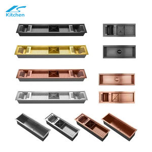 Fregadero de cocina grande hecho a mano de acero inoxidable 304, cuenco único, cuatro encimeras plateadas, instalación, trampa de grasa Nano - Product Image 2