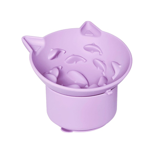 Nuevo juego de cuencos dobles de silicona 2 en 1 comederos lentos elevados ajustables para gatos cuenco protección de la columna vertebral cuenco de comida de agua para gatos - Product Image 1