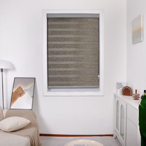 Tissu pour stores zébrés texturés <span class=keywords><strong>taupe</strong></span> horizontaux modernes en gros, 100 % polyester, double couche jour/nuit, pour stores enrouleurs - Product Image 2