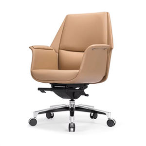 Chaise de bureau et chaise de réunion ergonomique à dossier haut et au milieu, moderne, pivotante et réglable en cuir. - Product Image 2