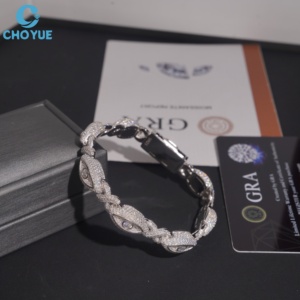 Pulsera de Cadena de Plata 925 con Moissanita VVS, Bañada en Rodio, Diseño de Ojo, Lujosa, Unisex, para Uso Diario, Joyería de Moda - Product Image 2